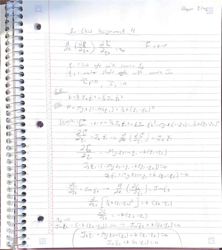 Derivation of the system dynamics using the Euler-Lagrange Framework